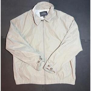 Croft Barrow Full Zip Jacket Mens Size Large Tan Mesh Lined Pocket Comfort VTG